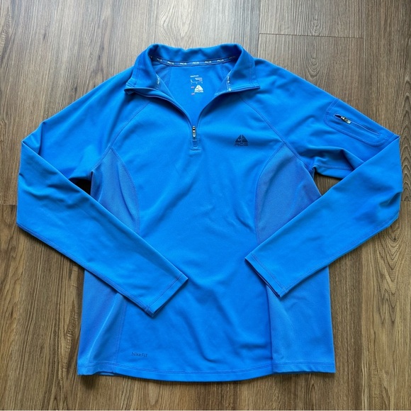 Nike ACG Shirt Womens Large Blue FitDry Mock Neck  1/4 Zip Athletic Jacket Run - Picture 4 of 10